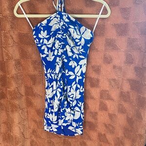 Lulu's Blue and White Floral Halter Dress